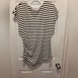 Suzy Shier Black and White Striped Tee